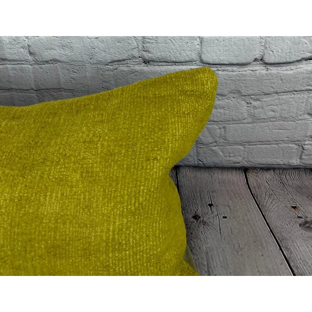 Turkish 16 x 24 Hemp Pillow Turkish Cushion Natural Green Pillow Cushion Cover For Sale - Image 3 of 4