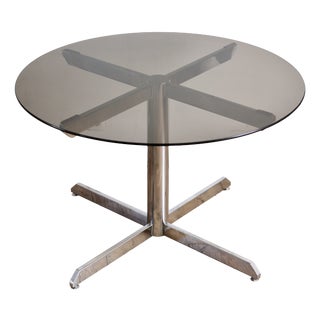 Glass and Steel Table attributed to Florence Knoll for Roche Bobois, 1970s For Sale