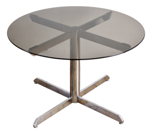 Glass and Steel Table attributed to Florence Knoll for Roche Bobois, 1970s
