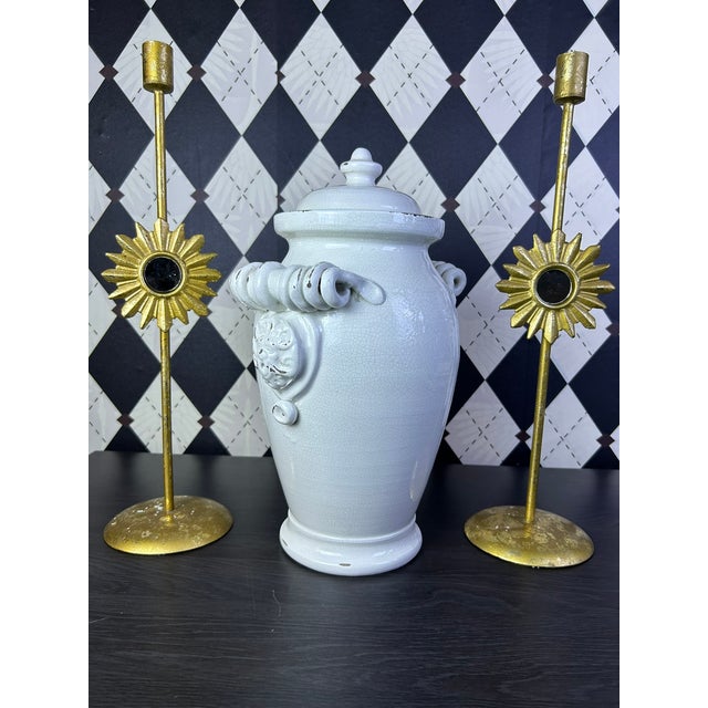 1970s Italian Torcivia E Todaro for Fortunata Crackle Glaze Lidded Urn For Sale In Boston - Image 6 of 18