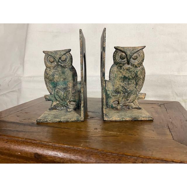 Midcentury Japanese Iron Owl Bookends- a Pair For Sale - Image 4 of 7