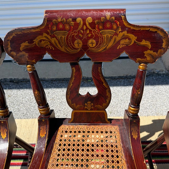 Antique Set of Four Federal Baltimore Style Paint Decorated Cane Seat Chairs, Circa 1820s For Sale - Image 6 of 12