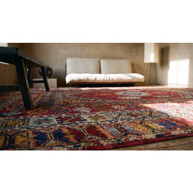 Red 1900s Red Medallion Antique Moroccan Rabat Rug 6'8" X 9'6" Handknotted Wool Carpet For Sale - Image 8 of 9