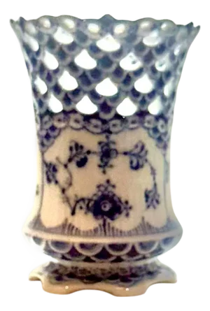 Early 20th Century Royal Copenhagen Blue and White Fluted Full Lace Vase