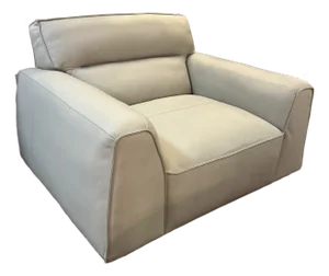 Extra Wide Gray Smooth Leather Swivel Arm Chair