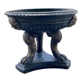 Sumptuous Lion-Headed Tripod Pedestal Bowel/Tazza/Stand With Lion Paws, 6 3/4 Heigh For Sale