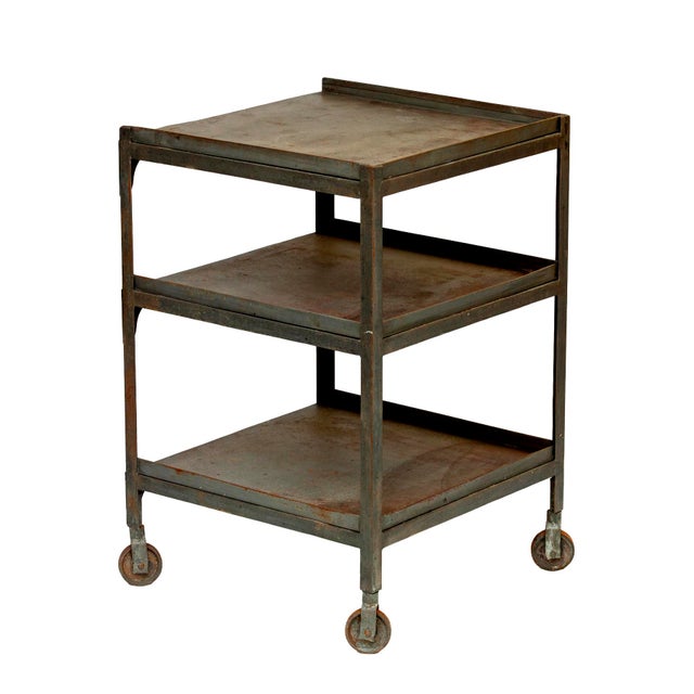 Pr. MCM Industrial Rolling Side Tables For Sale - Image 9 of 18