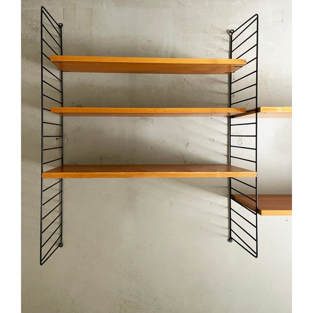 Black Mid-Century String Shelf and Cupboard in Gold Ash by Nisse and Kajsa Strinning, Sweden, 1960s For Sale - Image 8 of 18