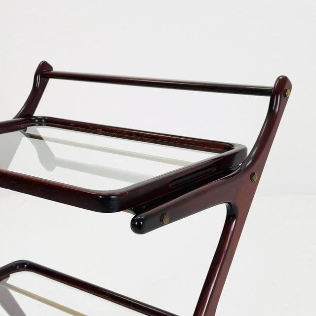 Cesare Lacca Mid-Century Italian Serving Trolley in Wood and Glass by Cesare Lacca, 1950s For Sale - Image 4 of 11