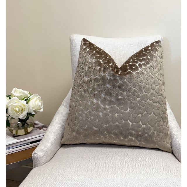 Not Yet Made - Made To Order Mushroom Leopard 20x20 Velvet Throw Pillow With Feather Down Insert For Sale - Image 5 of 6