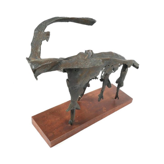 Abstract Expressionism Benedict Michael Tatti, Bronze Sculpture Abstract Brutalist Goat or Ram WPA Artist Mounted on Base, c.1950's For Sale - Image 3 of 7