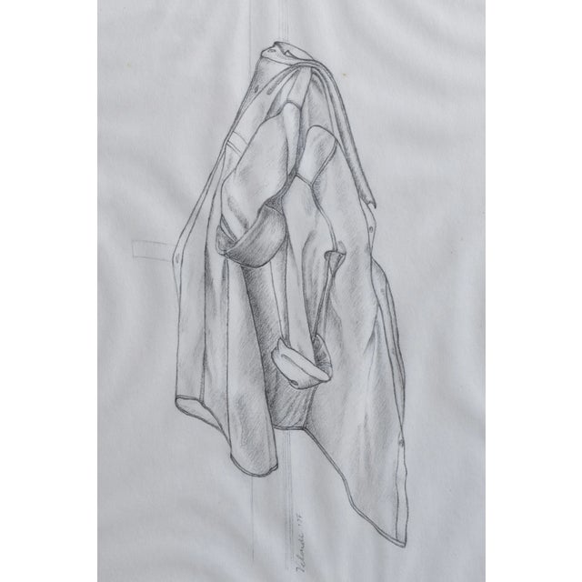 Vintage Quartet of Graphite on Paper Shirt Illustrations, a Set, Circa 1978 For Sale - Image 15 of 17