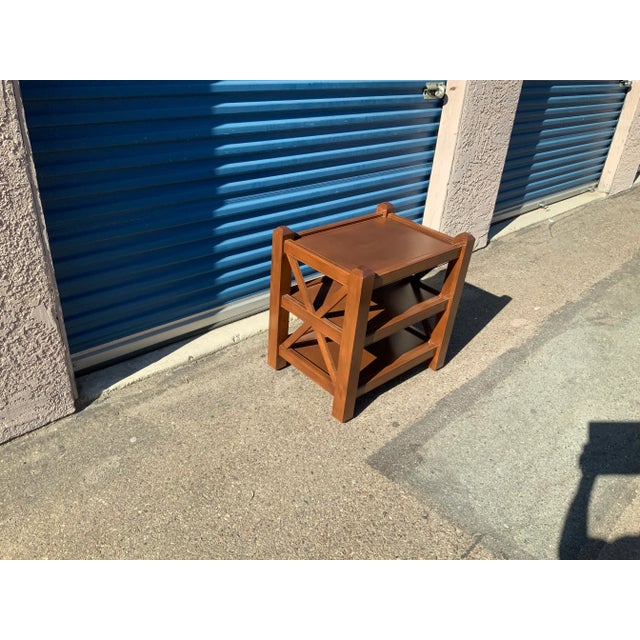 1990s Modern End Table with Walnut Finish For Sale - Image 4 of 6