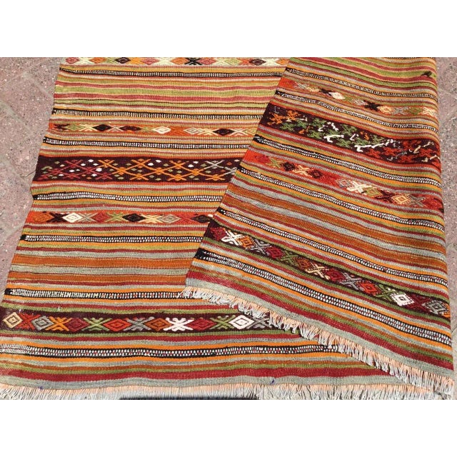 Vintage Striped Turkish Kilim Rug - 55" X 108" For Sale - Image 10 of 11