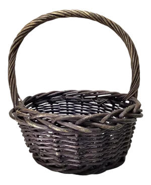 Vintage French Gathering Basket in a Charcoal Gray Wash Finish.