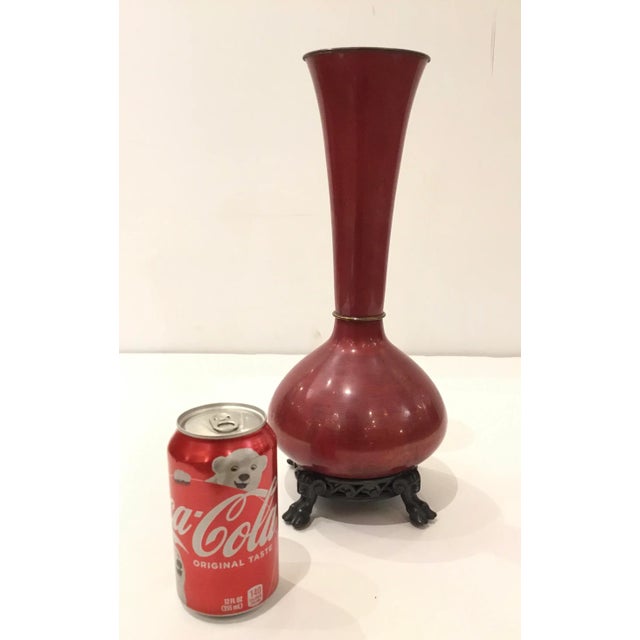 Early 20th Century Early 20th Century Red Enamel Bronze Vase For Sale - Image 5 of 6