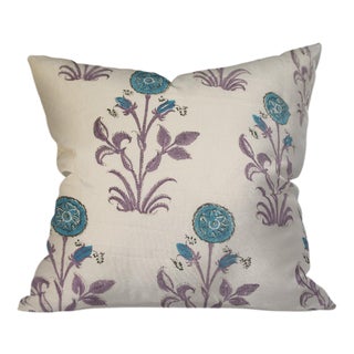 Indian Block Print Floral Pillow For Sale