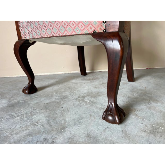 Vintage Cane Back & Claw Ball Feet Arm Accent Chair For Sale - Image 11 of 12