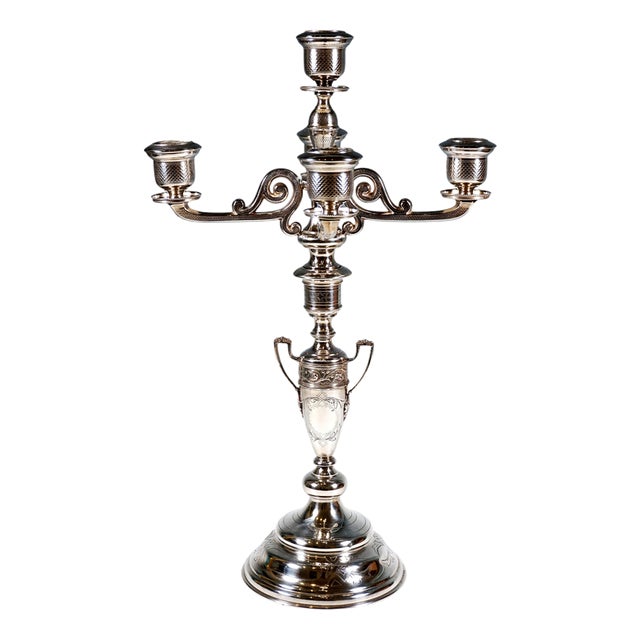 Large Historicism Five-Flame Silver Candleholder by Hermann Südfeld, Vienna, 1890 For Sale
