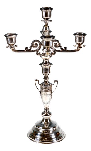 Large Historicism Five-Flame Silver Candleholder by Hermann Südfeld, Vienna, 1890