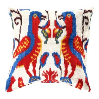 Contemporary Velvet Ikat Bohemian Throw Pillow For Sale