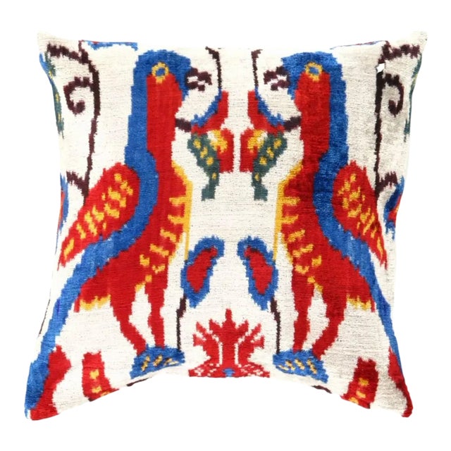 Contemporary Velvet Ikat Bohemian Throw Pillow For Sale