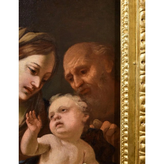 Circle of Domenico Piola, Holy Family, 1660, Oil on Canvas, Framed For Sale - Image 9 of 15