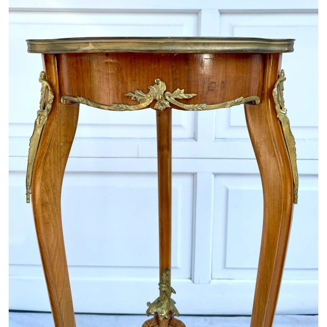 Brown Antique French Green Marble and Brass Pedestal Stand For Sale - Image 8 of 12