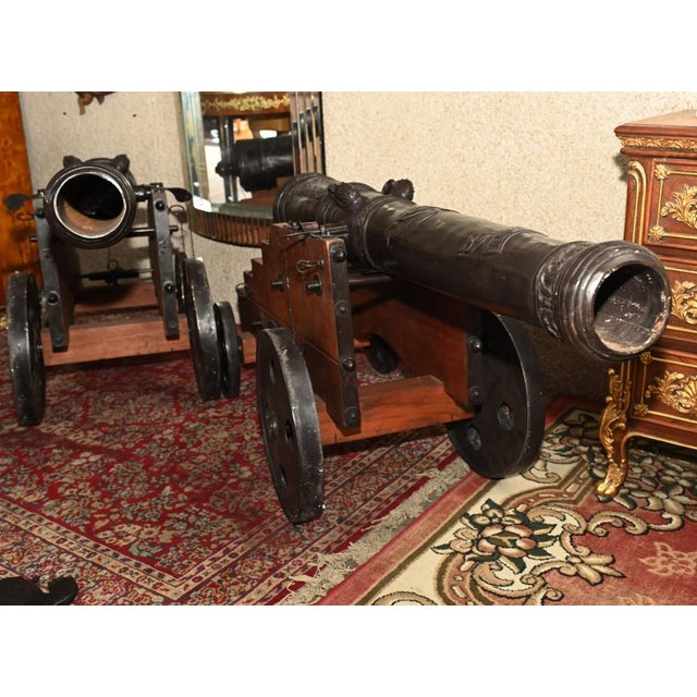 Large French Bronze Cannons, Set of 2 For Sale - Image 5 of 15