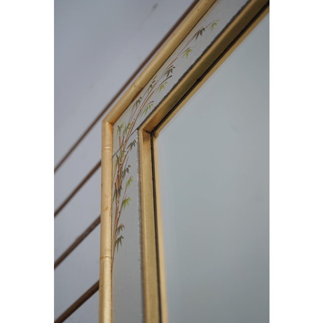 Gold Labarge Hand Painted Chinoiserie Rectangular Mirror For Sale - Image 8 of 10
