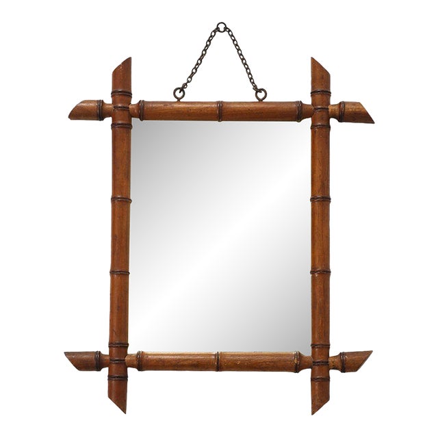 Vintage Faux Bamboo Mirror 2 For Sale