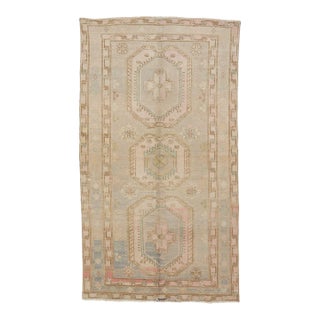 Mid 20th Century Washed Out Vintage Caucasian Rug For Sale
