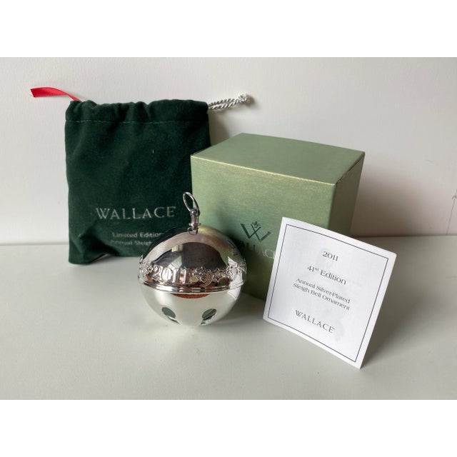 Traditional 2011 Wallace Annual Sleigh Bell, Limited Edition Ornament, Silver Plate For Sale - Image 3 of 5