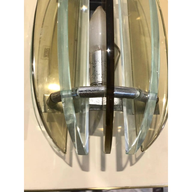 Mid-Century Italian Modern Glass & Metal Wall Sconces from Veca, Set of 2 For Sale - Image 4 of 10