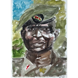 Giclee Fine Art Print Watercolor “Army Chaplain in South Sudan” For Sale