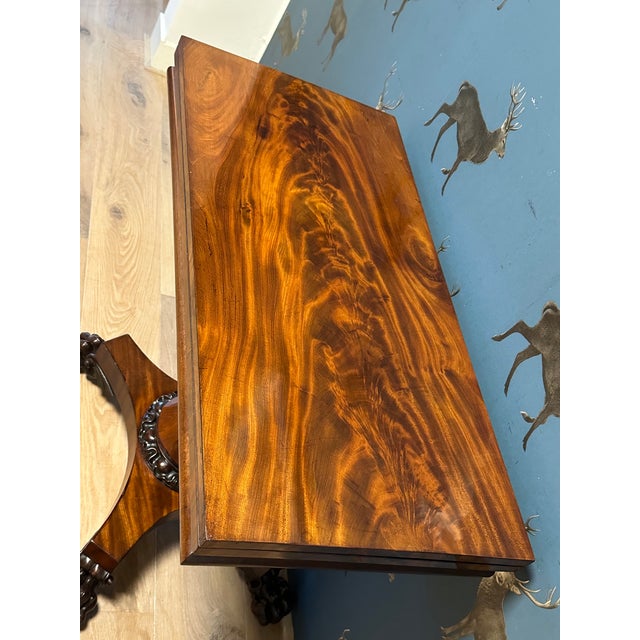 Beautiful antique mahogany gaming table / tea table. The table originates from England, circa 1830, William IV era. Floral...