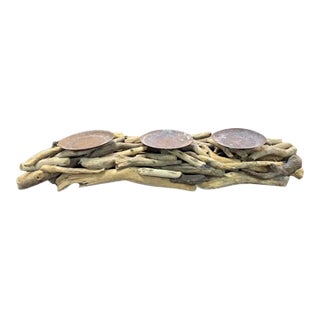 Coastal Driftwood Candle Holder For Sale
