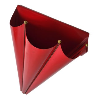 Mid-Century Cherry-Red Umbrella Stand, 1950s For Sale
