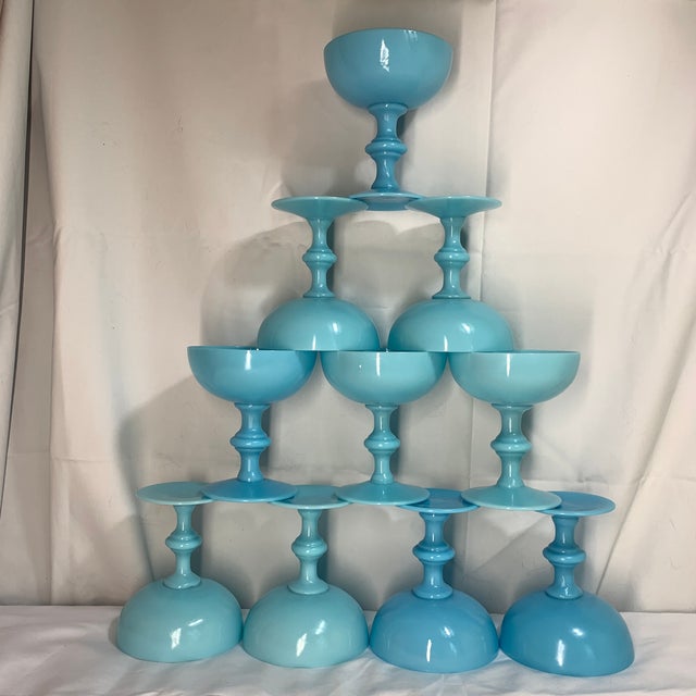 Elevate your tabletop or bar cart with this stunning, highly collectible set of vintage French opaline glass champagne and...