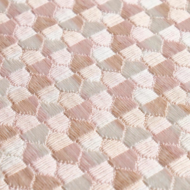 Ivins Embroidery in blush is a fabulous full-coverage geometric pattern rendered in tonal yarns and dense multidirectional...