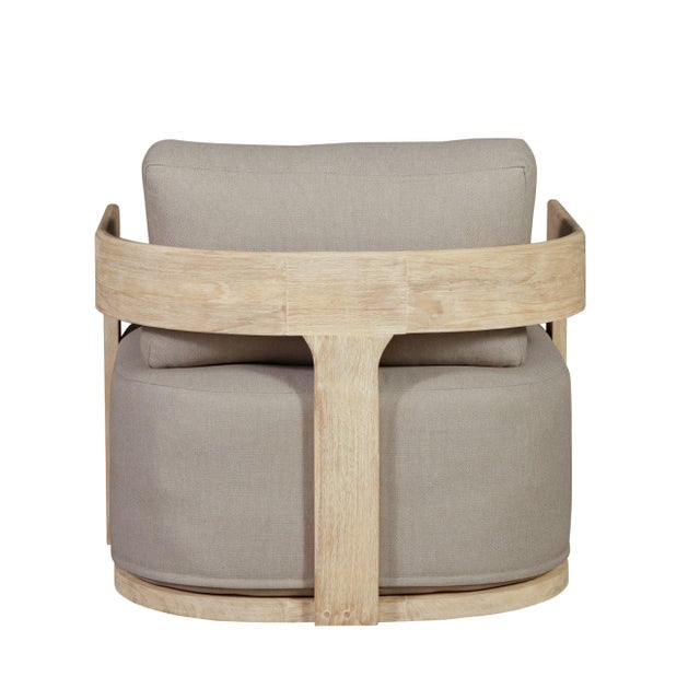 Eclipse Outdoor Solid Teak Wood Revolving Chair Natural Look - Gray Fabric For Sale - Image 9 of 12