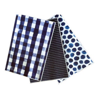 Trio of Blue and White Paper Placemat Pads For Sale