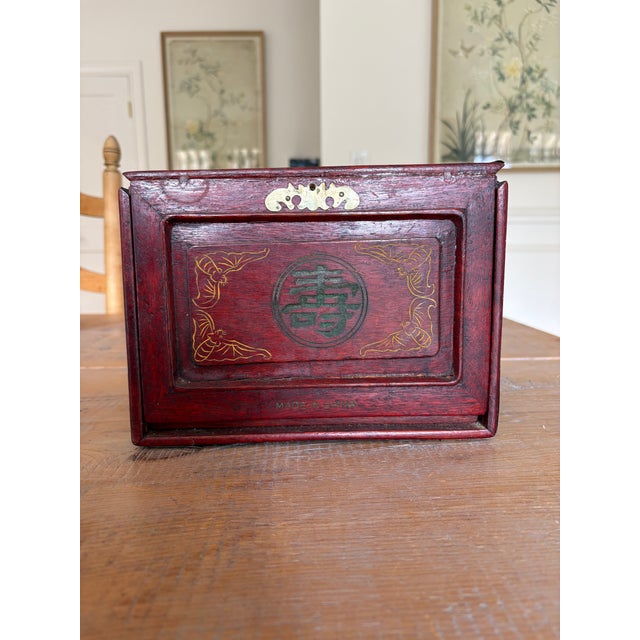 Vintage Chinese Mahjong Set, Bone & Bamboo Tiles, 5-Drawer Rosewood Case With Brass Hardware For Sale - Image 4 of 13