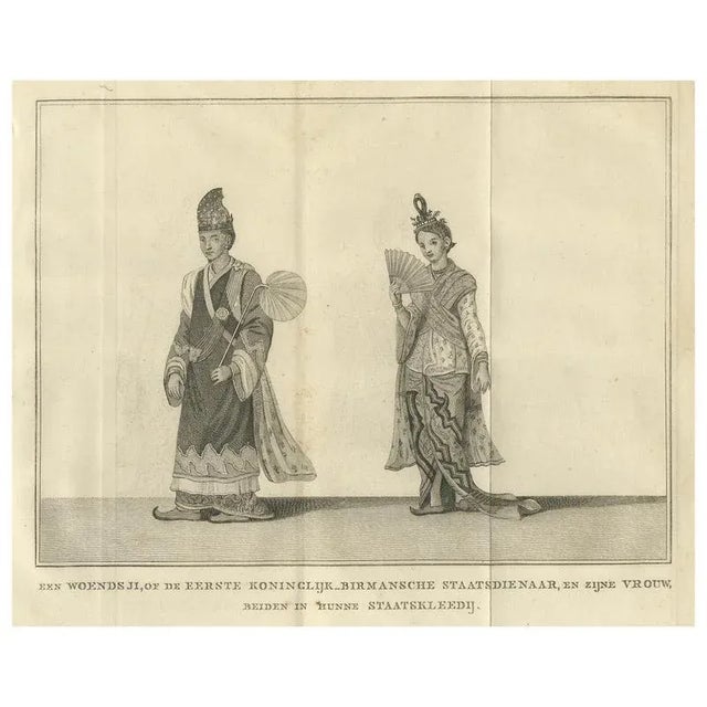 Royal Burmese Official and His Wife in State Attire, 1800, Paper For Sale - Image 10 of 10