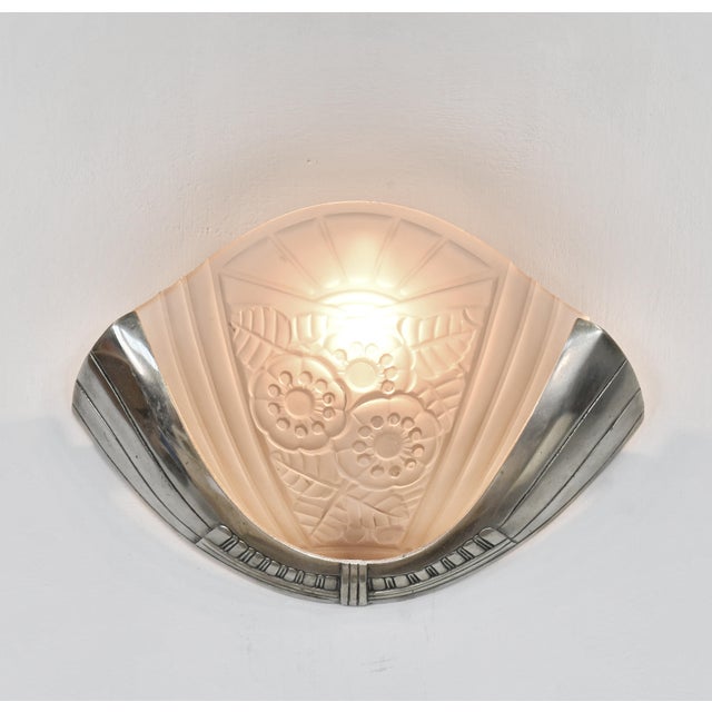 Art Deco French Art Deco Peach Modernist Wall Sconces by Viarme 1930s - A Pair For Sale - Image 3 of 10