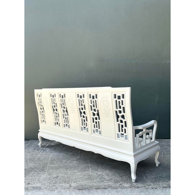 Mid 20th Century Vintage Asian Chinoiserie Lacquered Sofa For Sale - Image 5 of 12