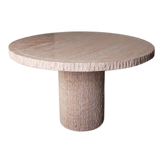 Bord D'éclat Travertine Round Dining Table 59" For Sale