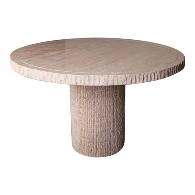 Bord D'éclat Travertine Round Dining Table 59" For Sale
