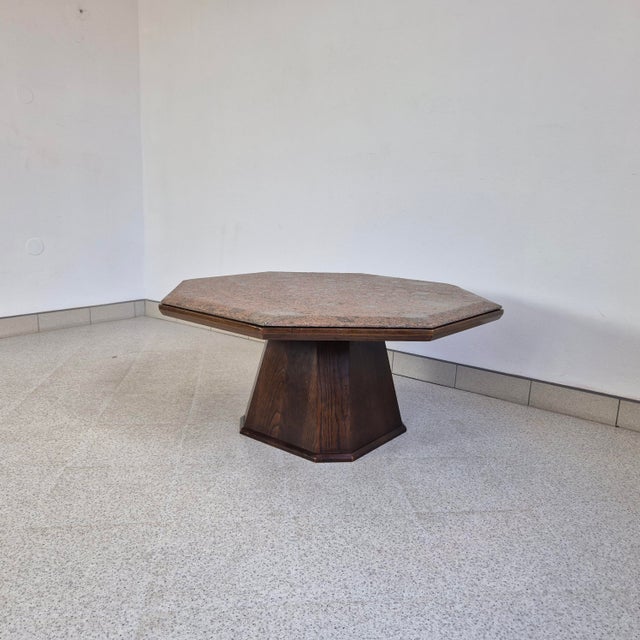 Vintage Octagonal Coffee Table with Stone Top, Germany, 1960s, in Very Good conditions. Designed 1960 to 1969