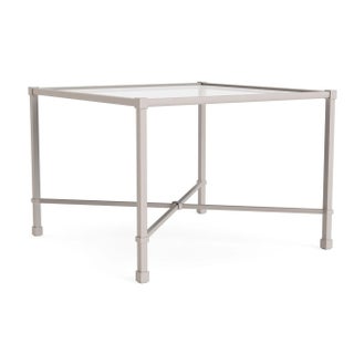 Brown Jordan Venetian 26" Square Occasional Table - Glass Top, Dove frame For Sale